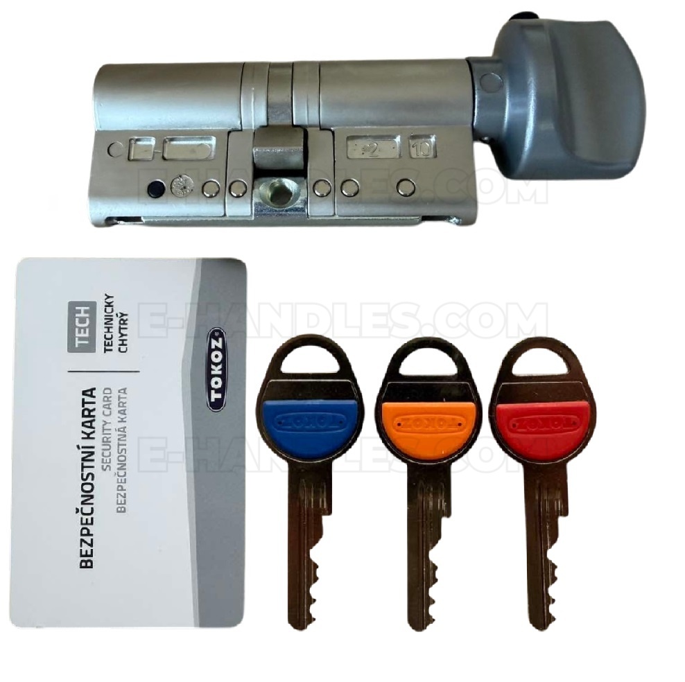 TOKOZ TECH 110 (55 × 55G mm) chrom matowy - 3 klucze - wkładka bębenkowa klucz-gałka z blokadą